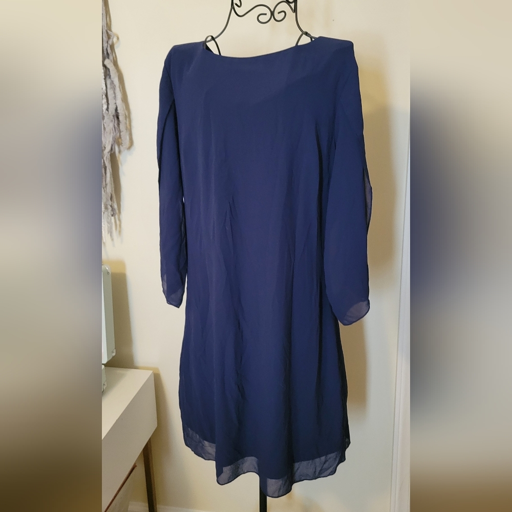 Navy Blue Dress w/ sheer arms